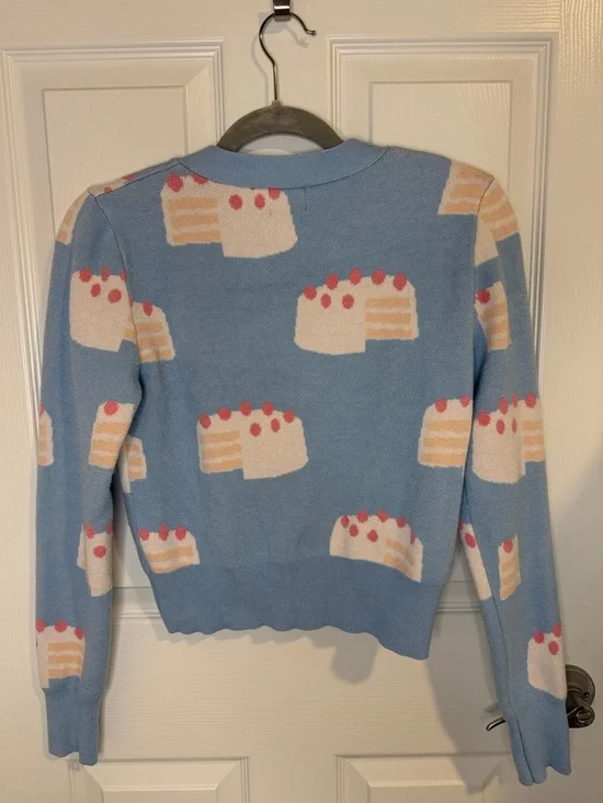 Luna Joy Blue Cake Print V-Neck Cardigan - Picture 5 of 6